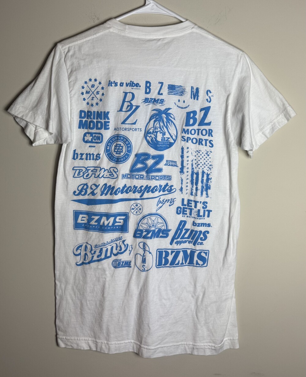 BZMS BZ Motorsports Graphic T-Shirt White Short Sleeve - Picture 2 of 4